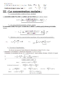 La Concentration Et Les Solutions Lectrolytiques R Sum De Cours