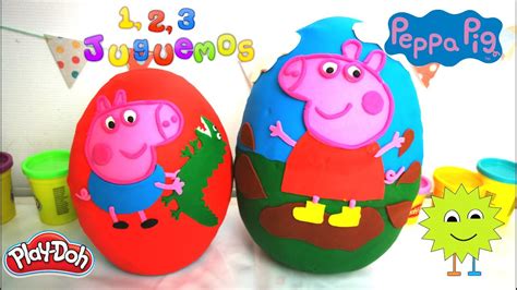 Huevo Sorpresa Gigante De Peppa Pig Y George En Plastilina Play Doh