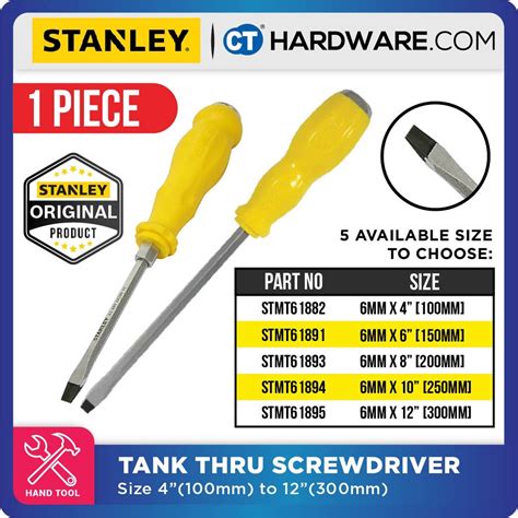 Stanley Tank Thru Flat Head Screwdriver Size Mmx Stmt