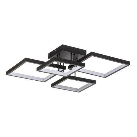 LED Plafondlamp Sorrento 52x52cm Mat Zwart Lampen24 Nl