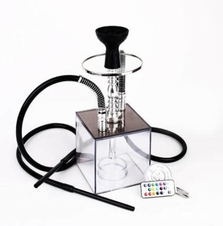 Double Tube Transparent Arab Led Hookah Shisha Set Popular Square