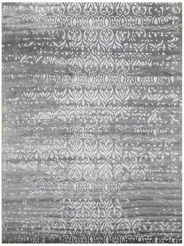 Whitedark Gray Bamboo Silk Hand Knotted Carpets Size 9x12 Feet At