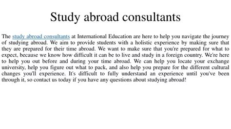 Ppt Study Abroad Consultants Powerpoint Presentation Free Download