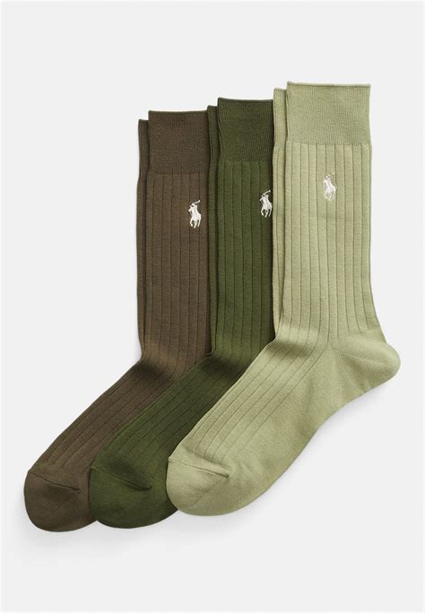 Polo Ralph Lauren Rib Knit Cotton Blend Crew Sock 3 Pack Socken Oliveoliv Zalandode