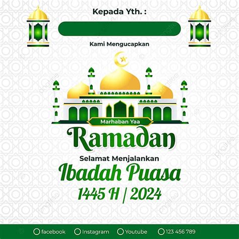 Ramadan 2024 Greetings Card With Text Happy Fasting 1445 H Vector