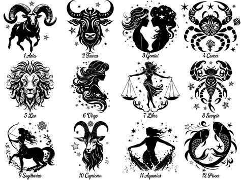 Zodiac Silhouette Signs PNG Collection, Astrology Signs Png, Zodiac ...