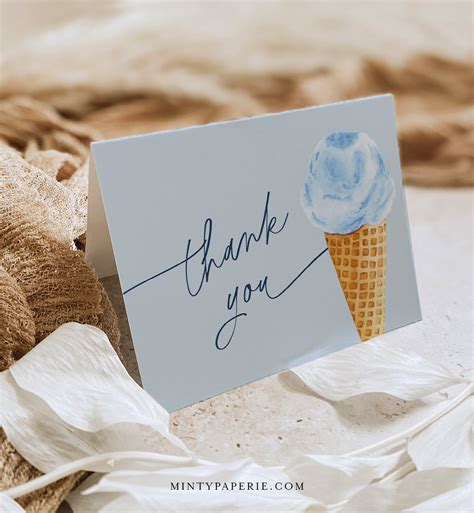 Ice Cream Scoop Thank You Card, Sweet Birthday, Bridal/ Baby Shower Thank You, Editable Template ...