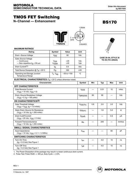 Bs170 Transistor Data Sheet Pdf