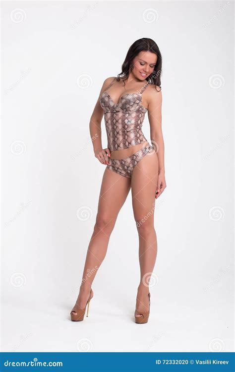 Woman In A Black Lingerie On The White Background Stock Photo Image Of White Black