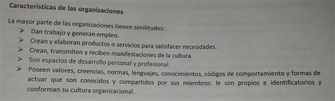 Enúmera Las Características De Las Organizaciones Brainlylat