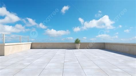 Fondo Representación 3d De Una Terraza De Hormigón Vacía Con Vistas Al