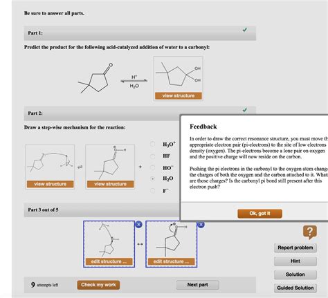 Solved Part I Predict The Product For The Following Acid Catalyzed