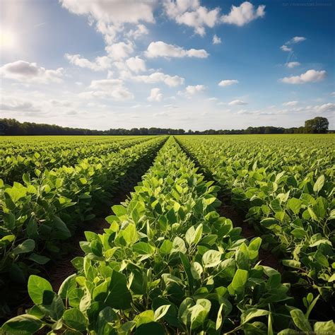 Un campo de judías verdes con el sol brillando sobre él Foto Premium