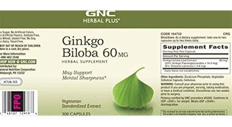 Gnc Herbal Plus Ginkgo Biloba 60 Mg Envío Gratis