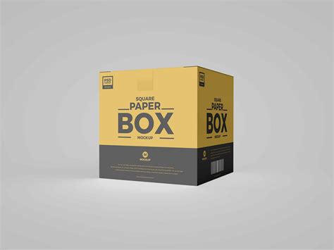 Free Square Paper Box Mockup PSD