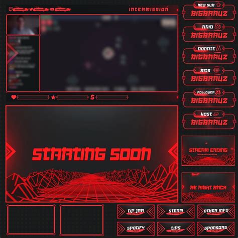 Animated RED Twitch Overlay Package Minimal Red Twitch Theme Red Stream ...