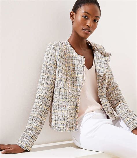 Petite Frayed Tweed Jacket Loft Tweed Jacket Tweed Blazer Women