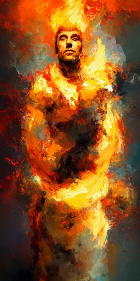 Abstract Painting Of Man On Fire By Craig Mullins Stable Diffusion