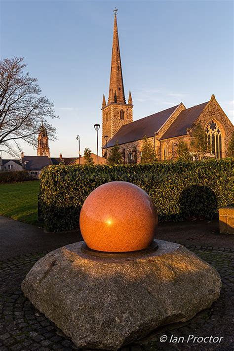 Lisburn Cathedral from Castle Gardens at sunrise - Lisburn