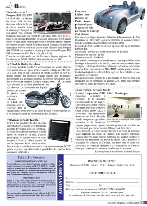 Invention Magazine N Concours L Pine