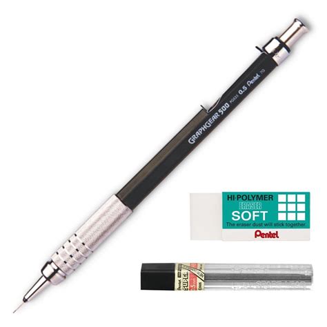 Kit Lapiseira Pentel Graphgear Mm Grafite Borracha Submarino