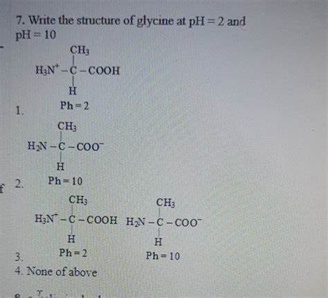 Write The Structure Of Glycine At Ph And Ph Cc Nh C O O P