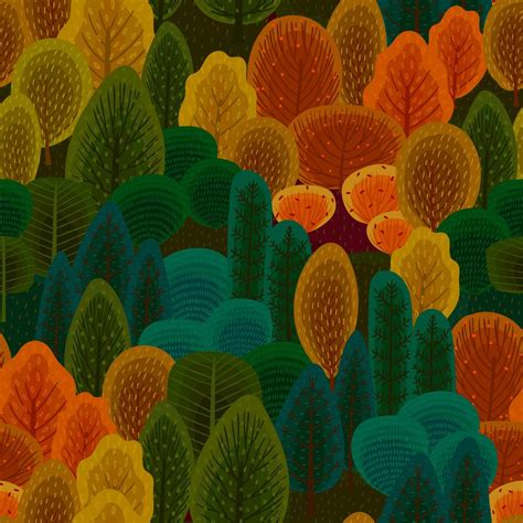 Stylized Autumn Color Trees Pattern Art Print By ArtOnWear X Small