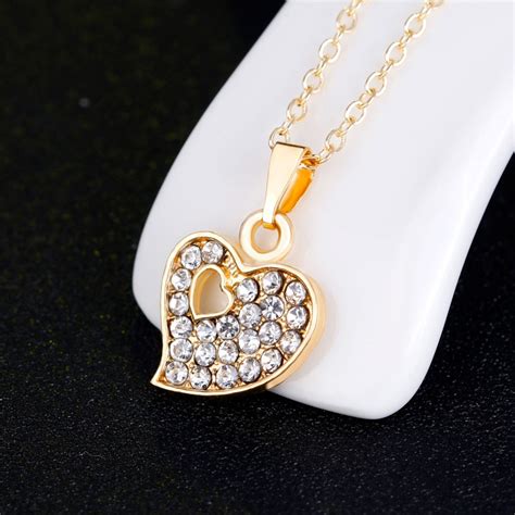 Korean Fashion New Exquisite Double Love Hollow Jewelry Electroplating