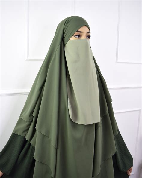 Half Niqab Premium Chiffon Light Khaki Ina Collection