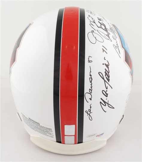 Nfl Qb Hall Of Famers Full Size Helmet Signed By 12 With Len Dawson