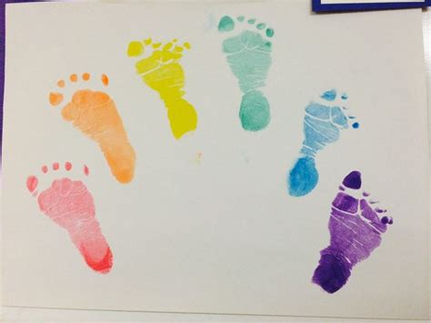 Rainbow Craft Baby Footprint Crafts Baby Crafts New Baby Crafts