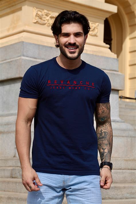 Camiseta Bordada Atacado Masculino Revanche Nofalia Azul Marinho