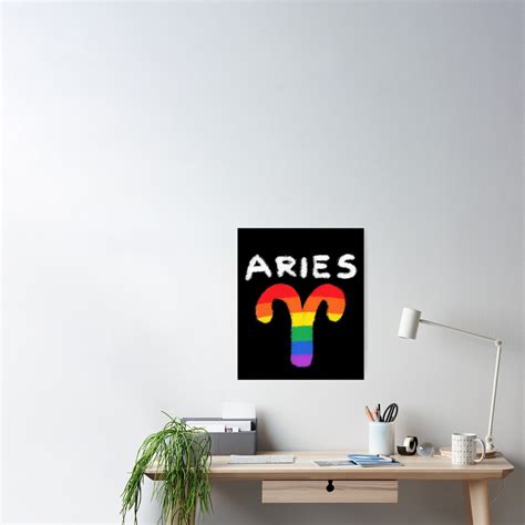 Aries Zodiac Sign Gay Lesbian Lgbt Pride Rainbow Flag Poster For Sale