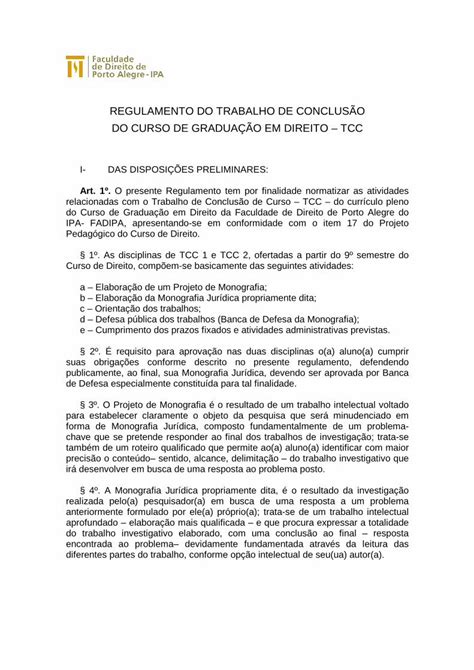 PDF Regulamento TCC Direito IPA DOKUMEN TIPS