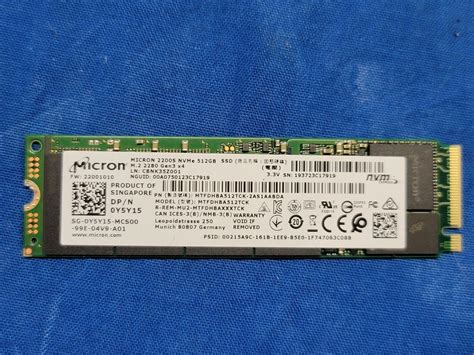 Micron MTFDHBA512TCK 2200 512GB PCIe Gen3 x4 NVMe M.2 SSD #5337のeBay公認 ...