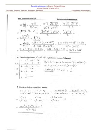 Fracciones Polinomios Potencias Radicales Problemas Pdf