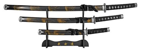 3 Sword Samurai Sword Display - Black