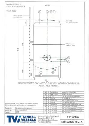 10500 Litre 2310 Gallon Vertical Stainless Steel Mixing Tank Vessel