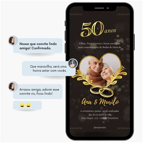 Bodas De Ouro Convite Digital Elo7 Produtos Especiais