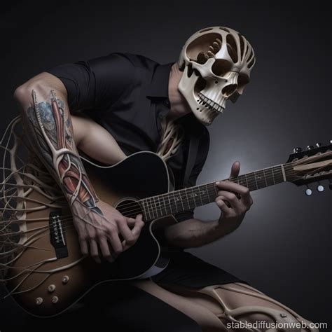 High Definition Image In K Of Anatomically Correct Human Male Guitar