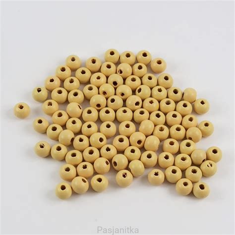 Drewniane koraliki 8 mm naturalny 20 g ᐅ PasjaNitka