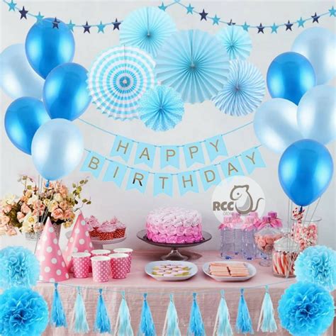 Jual Paket Dekorasi Hiasan Balon Ulang Tahun Happy Birthday Biru