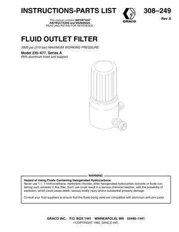 Graco A Fluid Outlet Filter Owner S Manual Manualzz