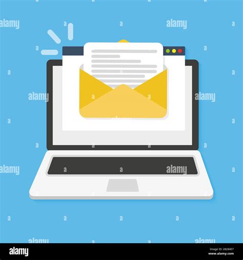 Laptop With Envelope And Document On Screen E Mail Email Icon Stock