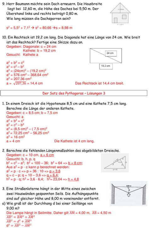 Bungsblatt Zu Satz Des Pythagoras