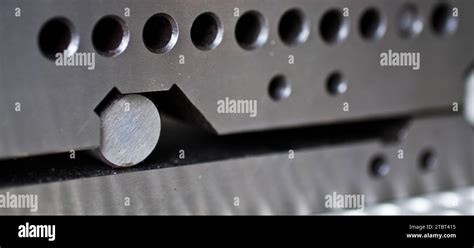 Precision Engineering Metal Peg In Hole Design Close Up Stock Photo Alamy