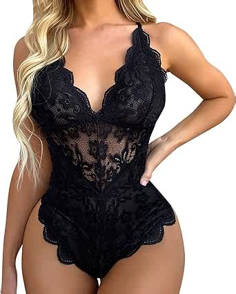 Teddy Bodysuit Lingerie One Piece Lace V Neck Sexy Kinky Cosplay For