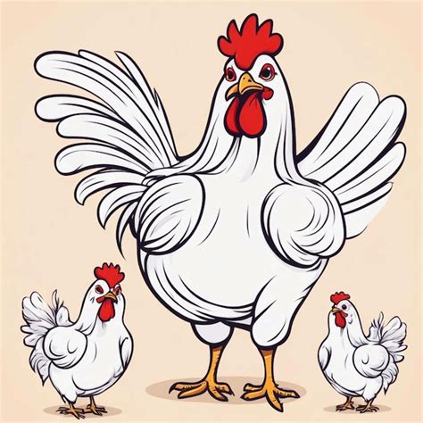 Premium Photo | Cute mother chicken with hen cartoon vector illustration