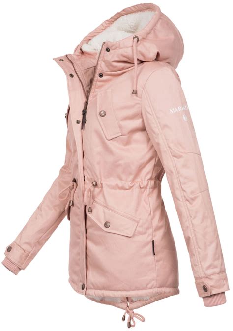 Marikoo Manolya Damen Parka Winterjacke Mit Teddyfell Rosa Gr E S