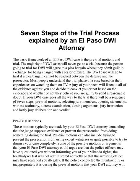 Seven Steps Of The Trial Process Explained By An El Paso Dwi Attorney